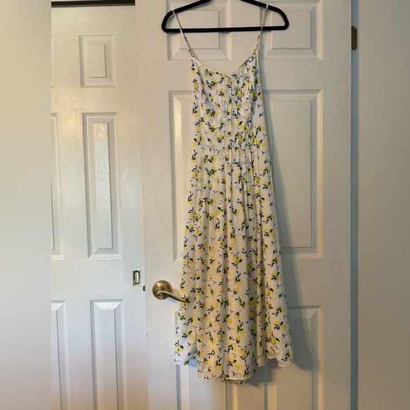 Banana Republic NWT White Lemon Print Midi Dress Size 10 Tall - Picture 2 of 11